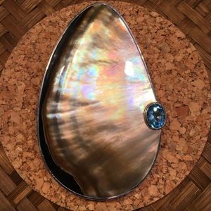 NWT Bezel-Set Mother-of-Pearl & Aquamarine Pendant